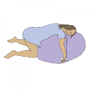 Laying down on the ball