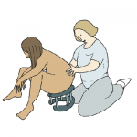 Being supported with a birthing stool
